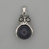 Pendant Owl Aventurine Night of Cairo Silver-tone Metal, diameter 30x20mm±, length 37mm±