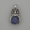 Owl Pendant Sodalite Silver Metal, 30×20mm approx., length 37mm approx.
