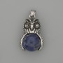 Owl Pendant Sodalite Silver Metal, 30×20mm approx., length 37mm approx.
