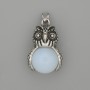 Owl Pendant Moonstone Silver Metal, diameter 30x20mm+-, length 37mm+-