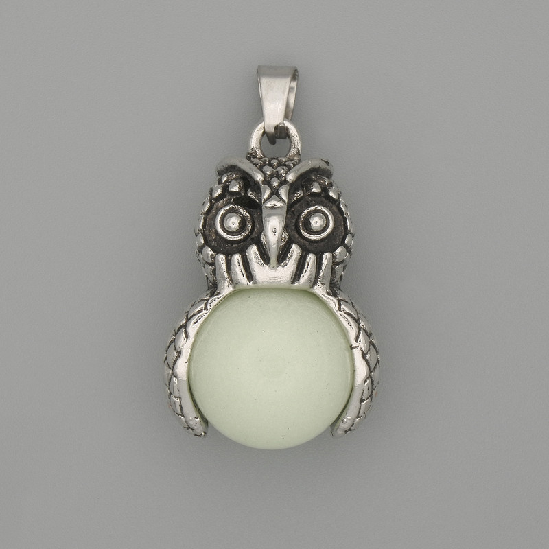 Pendant Owl Onyx with Silver-coloured Metal, 30×20mm ±, length 37mm ±
