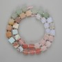 Assorted Beads of Chalcedony, Opalite and Rose Quartz Cube Beads 8x8mm±, seed beads 3mm±, length 38cm± on thread