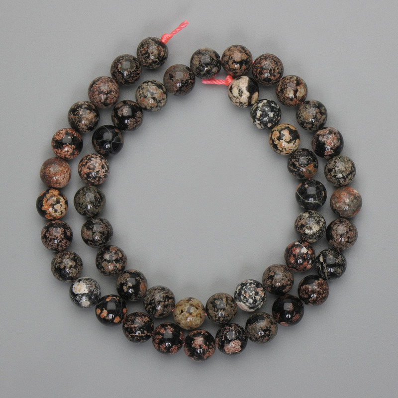 Obsidian Beads Smooth Round 7.5mm ± on Thread, 39cm ±