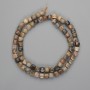 Rhodonite Beads Faceted Cube 5x5mm±, Length 39cm± on Thread