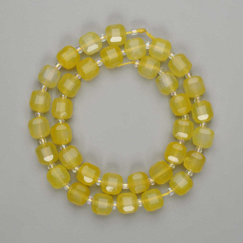 Yellow Agate Faceted Cube Beads 8x8mm+- Beads 3mm+-, Thread Length 36cm+-