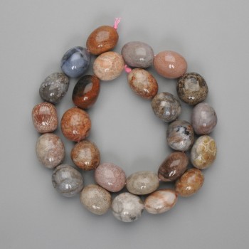 Beads Fossilised Coral Nuggets 14-16×13-15 mm ±, thread length 39 cm ±