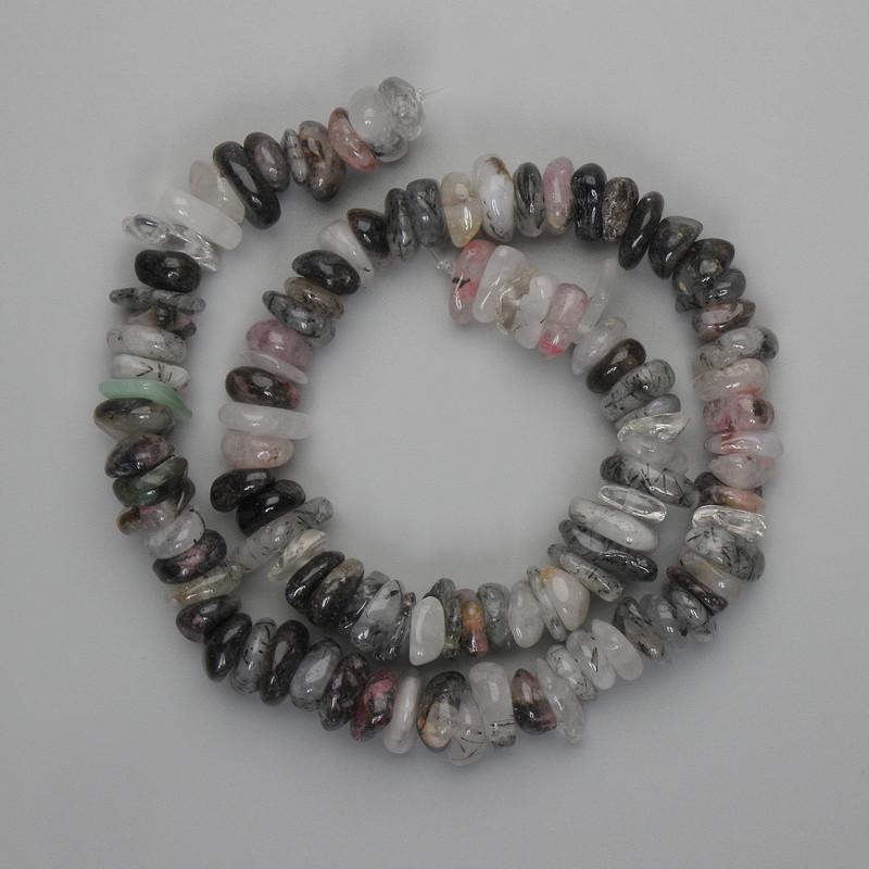 Rutilated Quartz Hair Quartz Chip Beads 8-11×3-4, 5 mm+-, 38 cm± length on thread