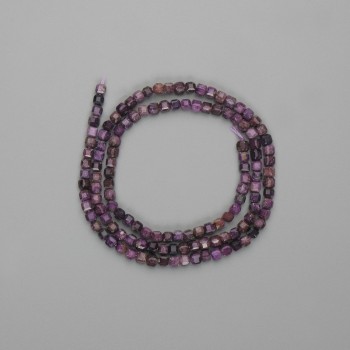 Charoite Beads Faceted Cube 3x3mm, on Thread 39cm±