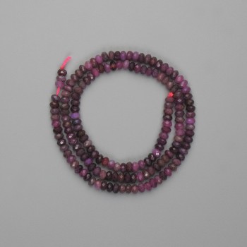 Ruby Beads Faceted Rondelle 4x2mm, on Thread, 38cm long (approx.)