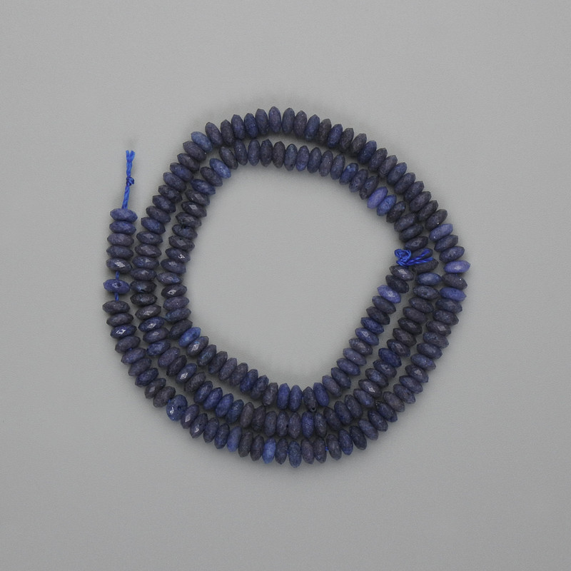 Sapphire Beads, Faceted Rondelle 4.5×2mm, on Thread, 38cm+/-