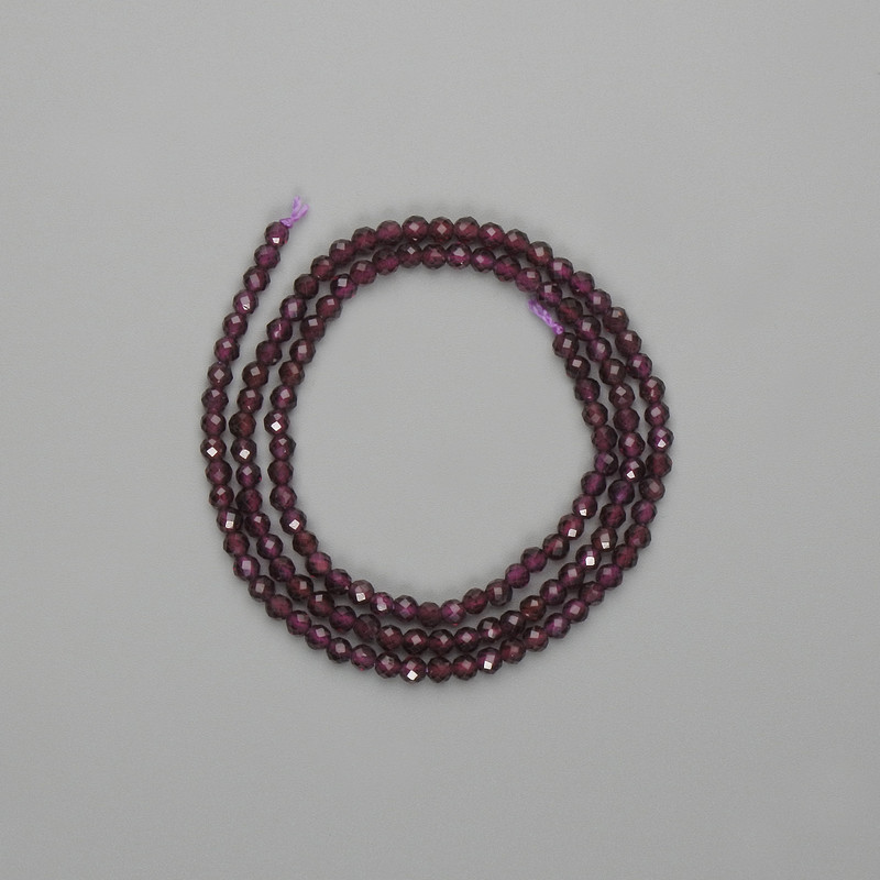 Garnet Beads Faceted Round 3mm, on a Thread, 38cm approx.