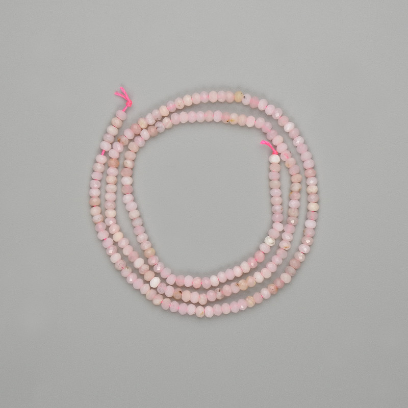 Beads Rose Opal Faceted Rondelle 3x2mm, length 39cm on a thread