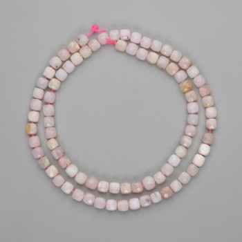 Beads Morganite Pink Opal Faceted Cube 4x4mm+-, Length 39cm+- on Thread