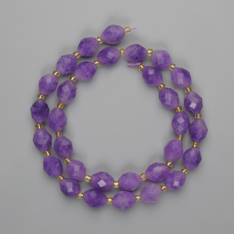 Amethyst Faceted Beads 10×8mm Granulated Grain on Thread 36cm</s