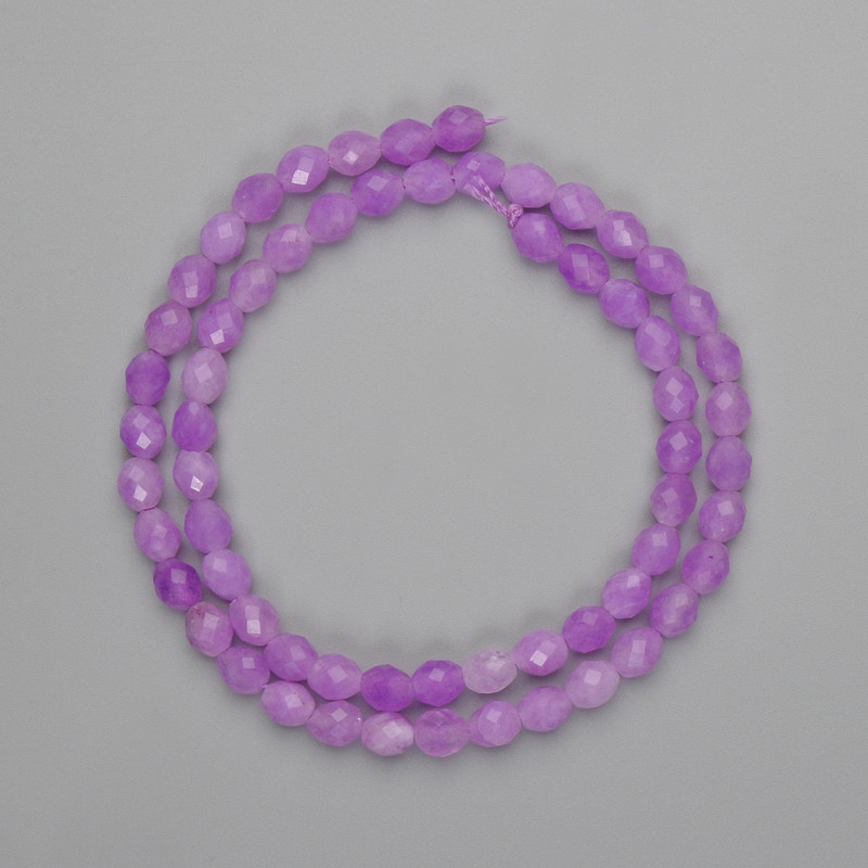 Amethyst Beads faceted grain 6x5mm, on thread, length approx 38cm