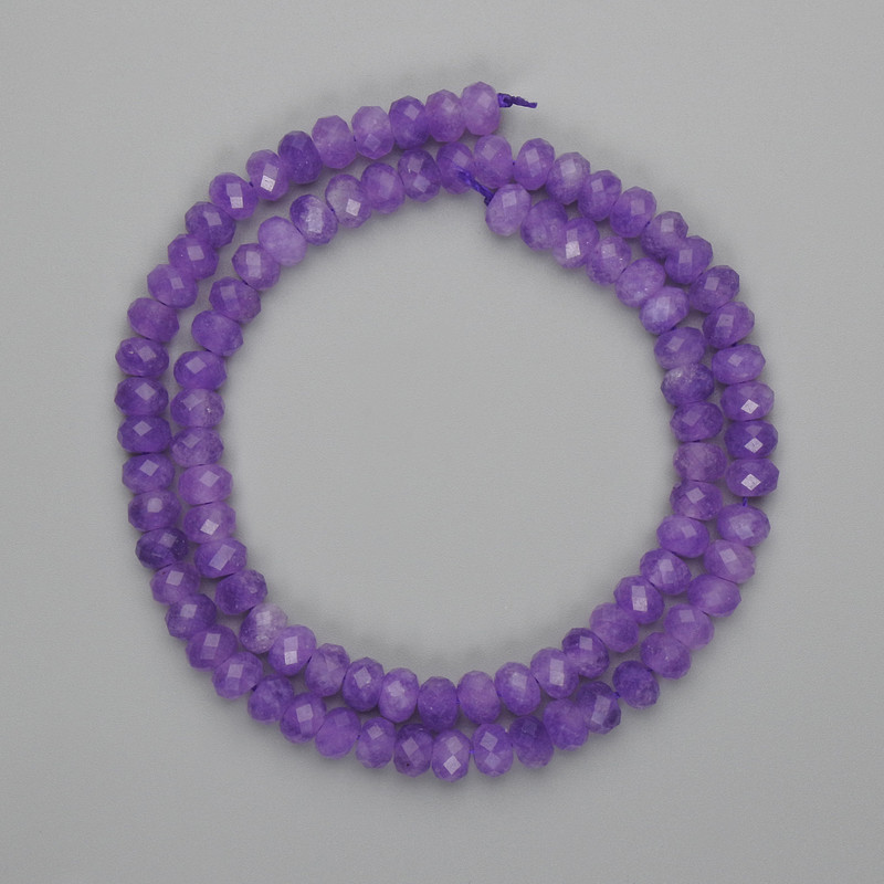 Amethyst Beads, Faceted Rondelle 6x4mm, approx. 37cm length on thread