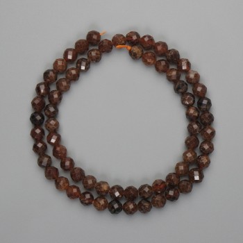 Garnet Beads faceted ball 6mm +-, on a thread, length 39cm +-