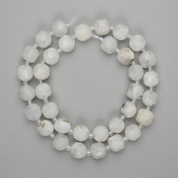 Adularia Beads Faceted Cube 9×9mm±, Seed Beads 3mm±, Length 40cm± on Thread