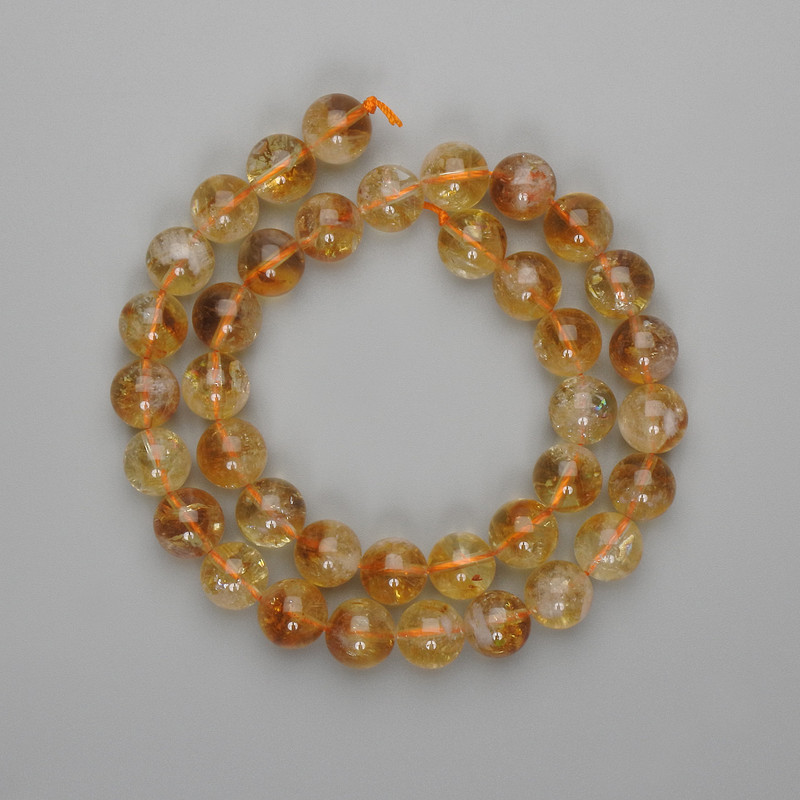 Citrine Beads Smooth Sphere 10mm+-, Length 38cm+