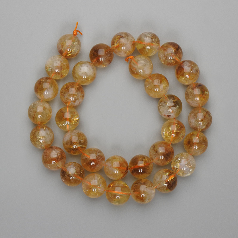 Citrine Beads Smooth Round 12mm+-, Length 38cm+-