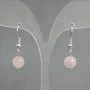 Earrings Pink Quartz Smooth Bead, diameter 8mm±, length 30mm±
