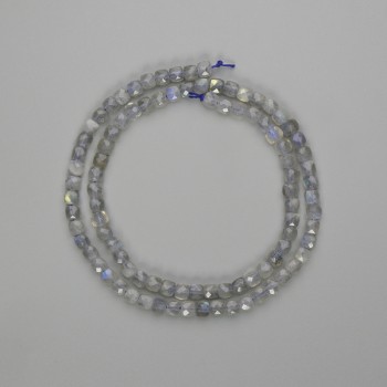 Labradorite Beads faceted cube 4x4mm +-, length 39cm +/- on a thread