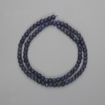 Natural Sapphire Beads Uncut Faceted Cube 4x4mm, on Thread, 39cm