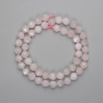 Beads Pink Quartz Multifaceted 8x7mm ±, Length 39cm ±