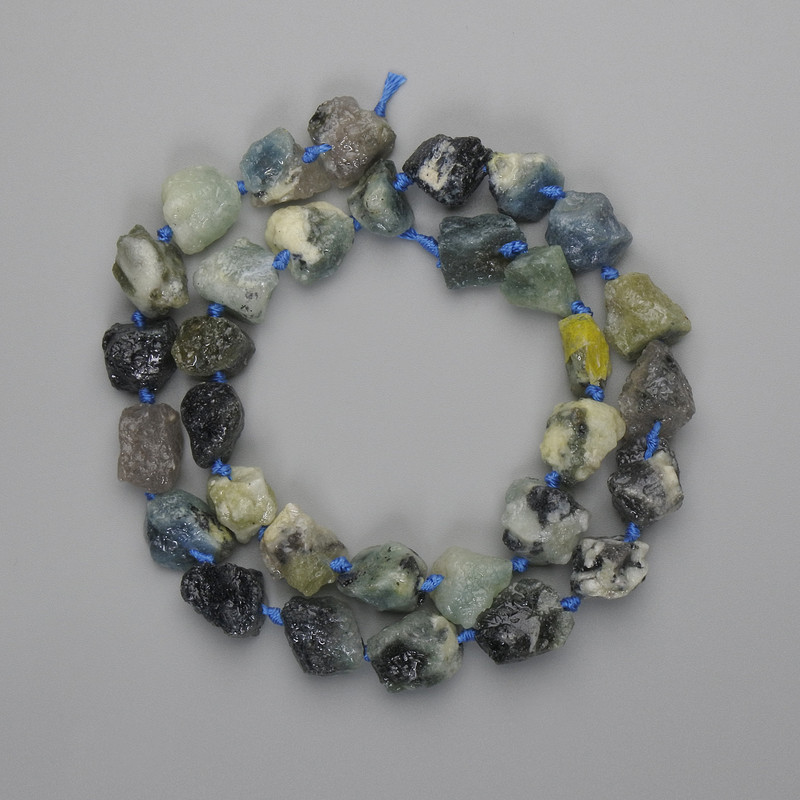 Blue Tourmaline Beads Uncut Stone 9–12×8–11mm,+- Length 41cm+