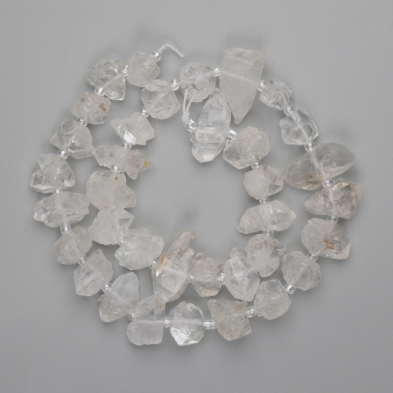 Mountain Crystal Beads Uncut Stone 10-18×8-11mm+- Beads 3mm+-, Thread Length 38cm+
