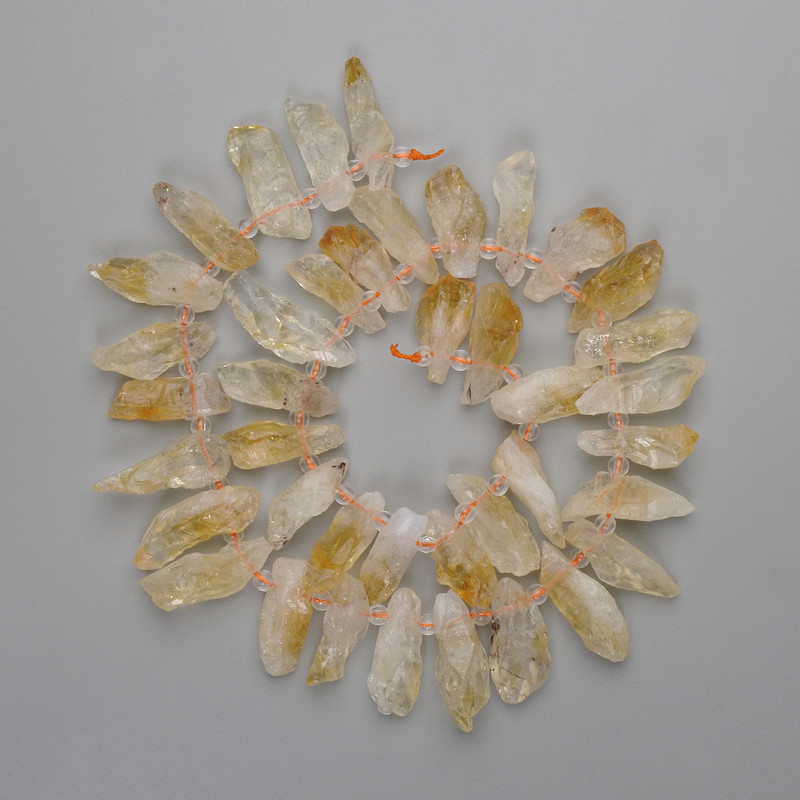 Citrine Beads Unprocessed Stone 20-23×7-9mm+- Beads 3mm+-, Length 40cm+