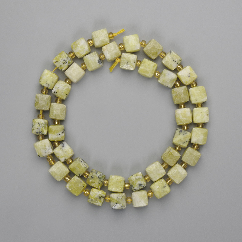 Jadeite Beads Faceted Cube 7x7mm+- Beads 3mm+-, 40cm+ length