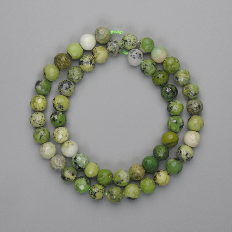 Jadeite Beads Faceted Round 8mm+-, length 39cm+