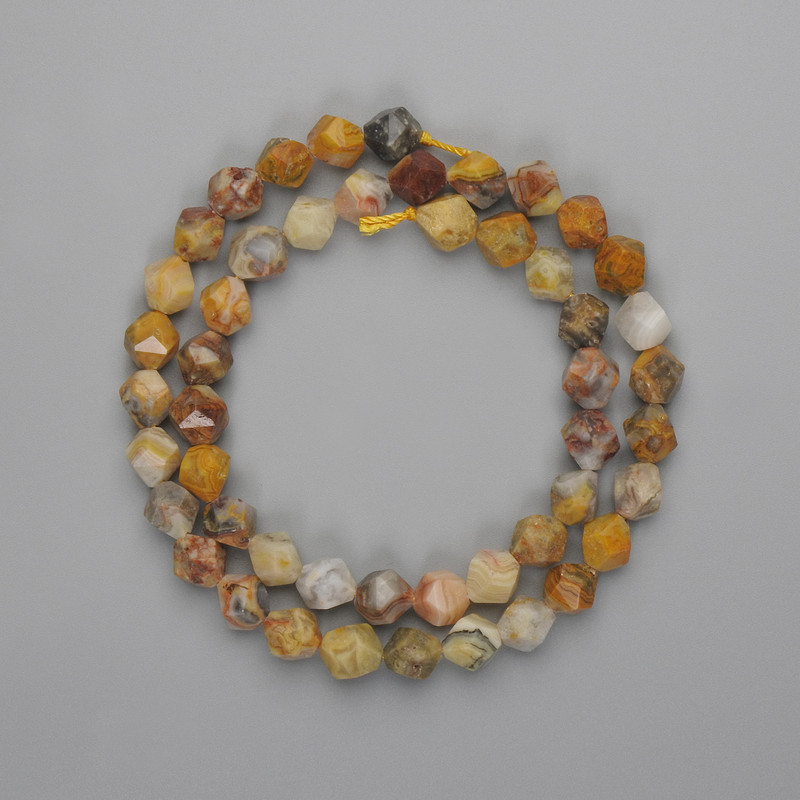 Coral Beads Multifaceted 8x7mm ±, length 38cm ±