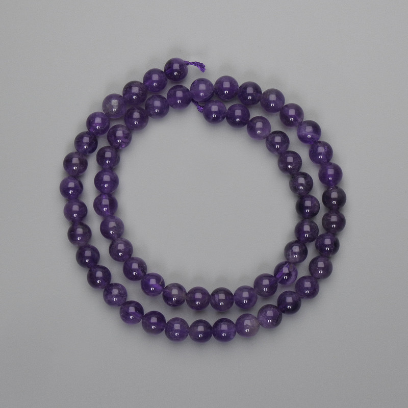 Amethyst Beads Smooth Round 6mm+-, Length 38cm+