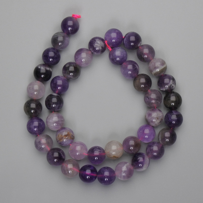 Amethyst Beads Smooth Round 10mm+-, length 39cm+