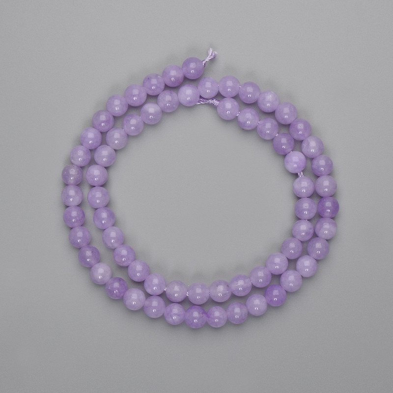 Kunzite Beads smooth round 6mm+, strand length 38cm+