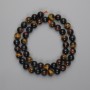 Beads Tiger's Eye, Hawk's Eye and Bull's Eye 8mm Smooth Round Beads, 37 cm