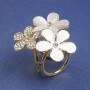 Brooch Clip for Scarves and Shawls White Crystals Enamel Cat's Eye 35mm+ Golden Metal Clip, Ø 22mm+