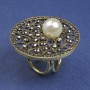 Brooch clip for scarves and shawls with white Maui crystals 40mm+ golden metal clip, diameter 22mm+