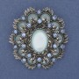 Brooch Pendant Accent Cat's Eye Blue Crystals Silver Metal 54×47mm+