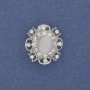 Brooch Accent Cat's Eye with White Crystals Silver Metal 22x19mm+