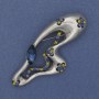 Brooch Pendant Accent with Crystals Silver Metal 73x32mm+