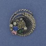 Brooch Accent with crystals in silver-tone metal 32x36mm+