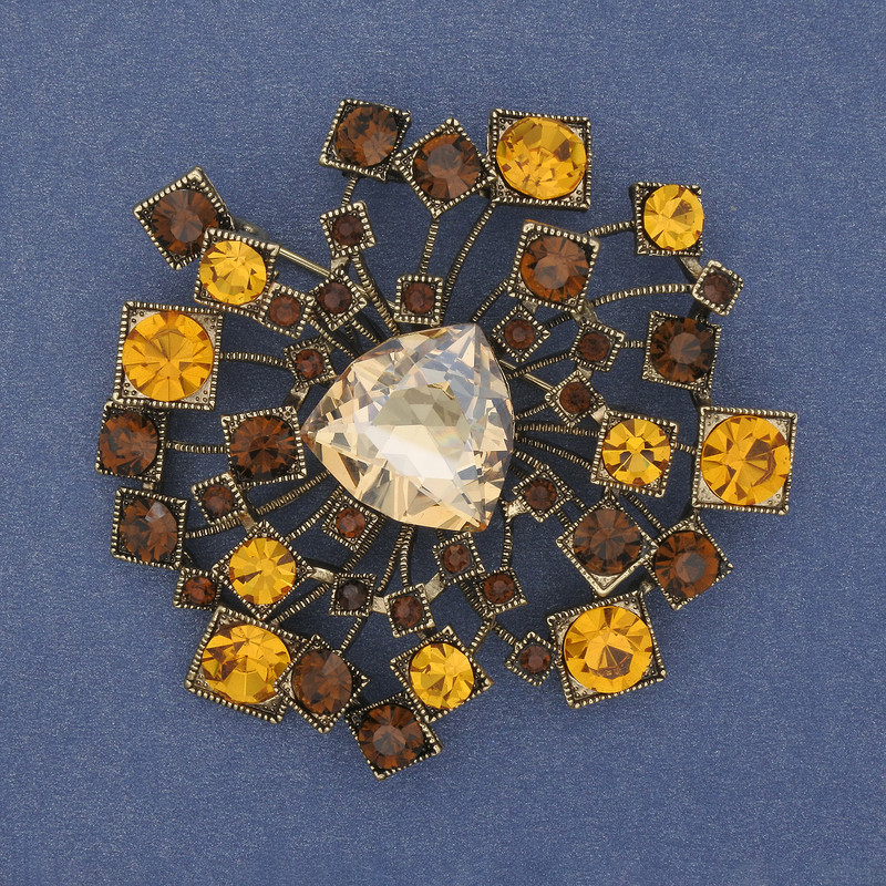 Brooch Accent crystals and crystals in golden metal 58mm+