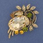 Brooch Pendant Accent Crystals and Rhinestones Gold-Tone Metal 60x45mm+