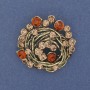 Brooch Pendant Accent Crystal Clear Stone Gold-Tone Metal 37mm+