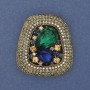 Brooch Pendant Accent with crystals and crystals golden metal 45x30-40mm+