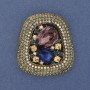 Brooch pendant Accent crystals and rhinestones gold-tone metal 45x30-40mm+