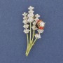 Brooch Pendant Bouquet with Sun Emal Gold-tone Metal 52x27mm+